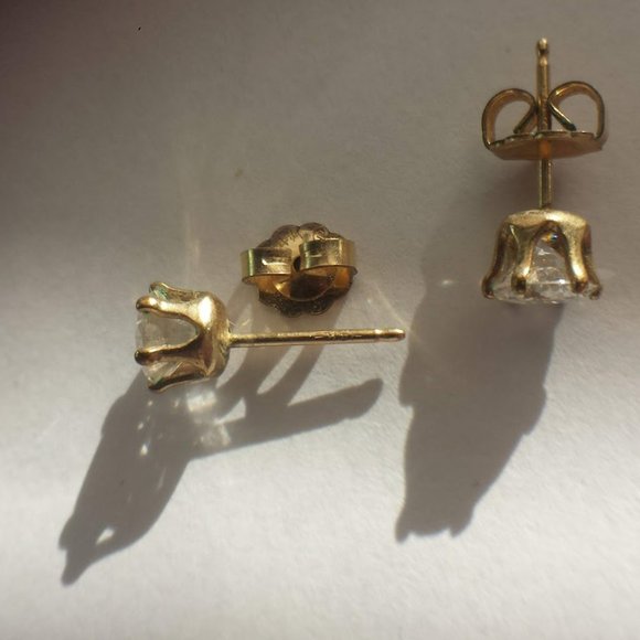 2 Carat CZ 14K Gold Stud Earrings - Picture 11 of 15